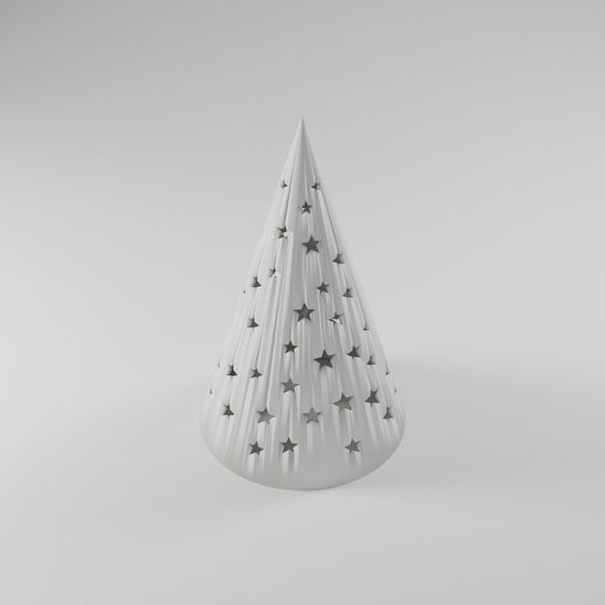 Starry Cone Tree Luminary — 3D Printed, White
