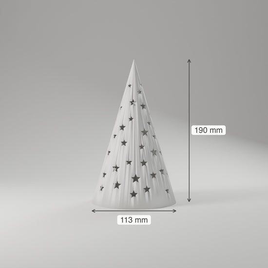 Starry Cone Tree Luminary — 3D Printed, White