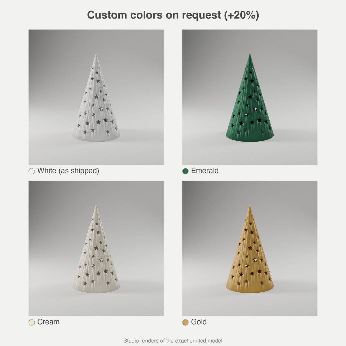 Starry Cone Tree Luminary — 3D Printed, White