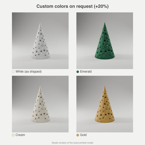Starry Cone Tree Luminary — 3D Printed, White
