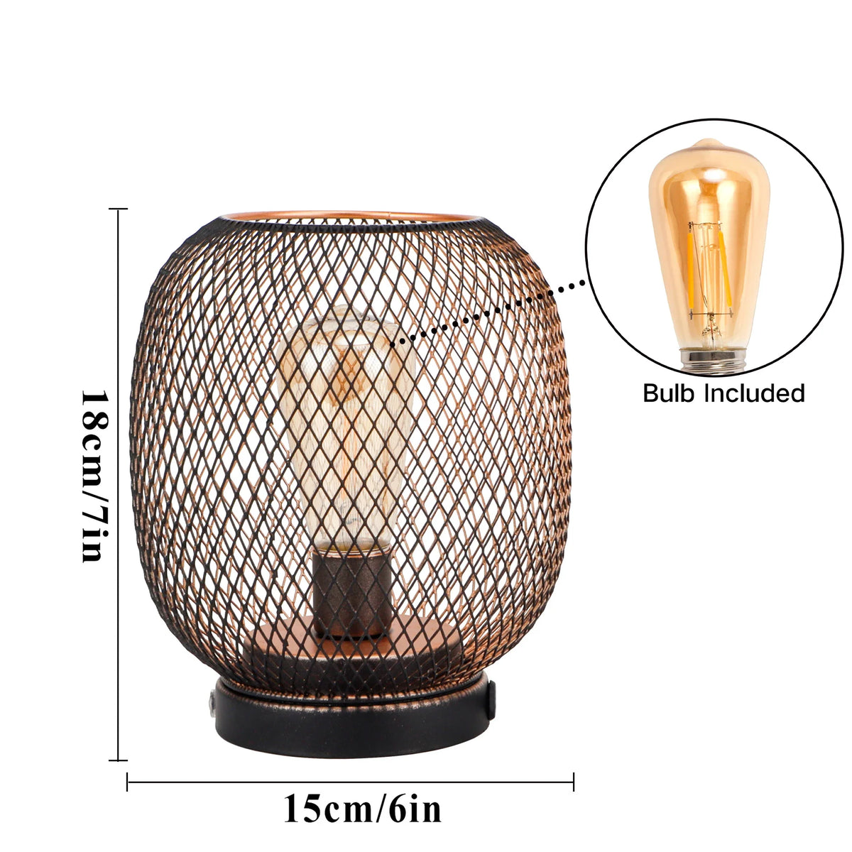 7"H Touch Adjustable Table Lamp(Metal Base, Bronze Round)