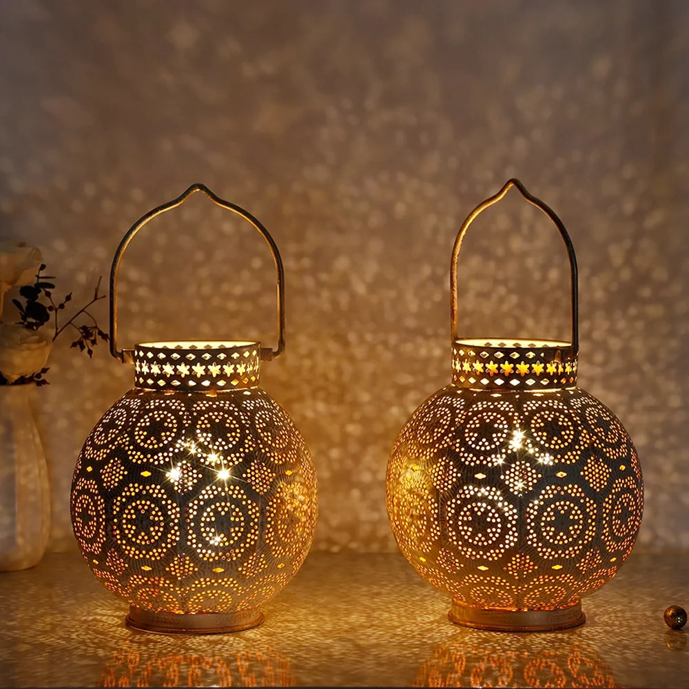 Set of 2 7'' Moroccan Lamps (white)