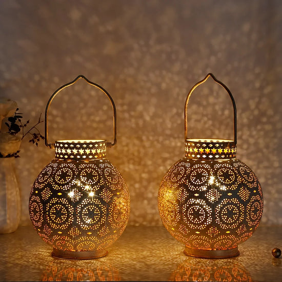 Set of 2 7'' Moroccan Lamps (white)