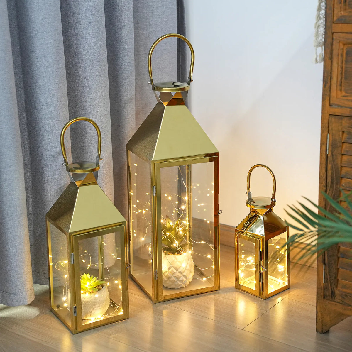 26"&19"& 13" High Elegant Candle Lantern Metal Lanterns for Versatile Indoor & Outdoor