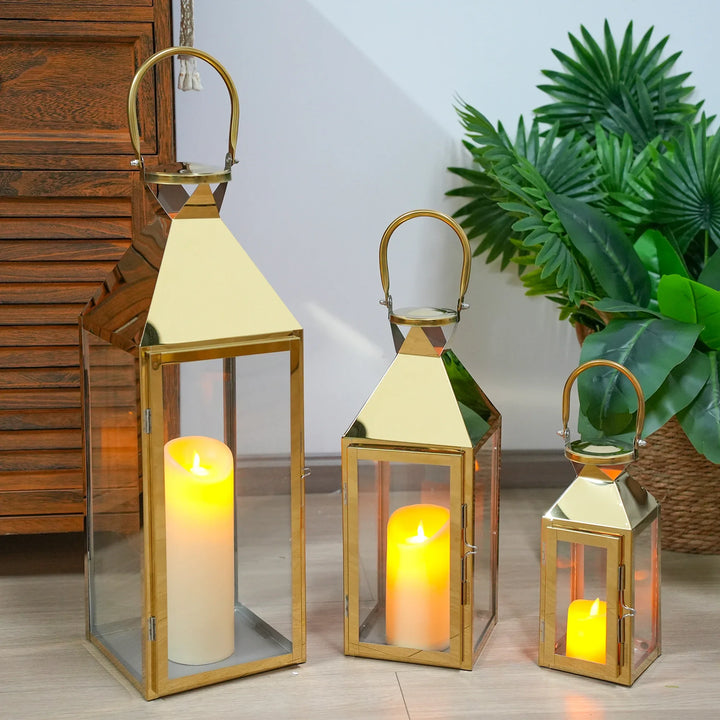 26"&19"& 13" High Elegant Candle Lantern Metal Lanterns for Versatile Indoor & Outdoor