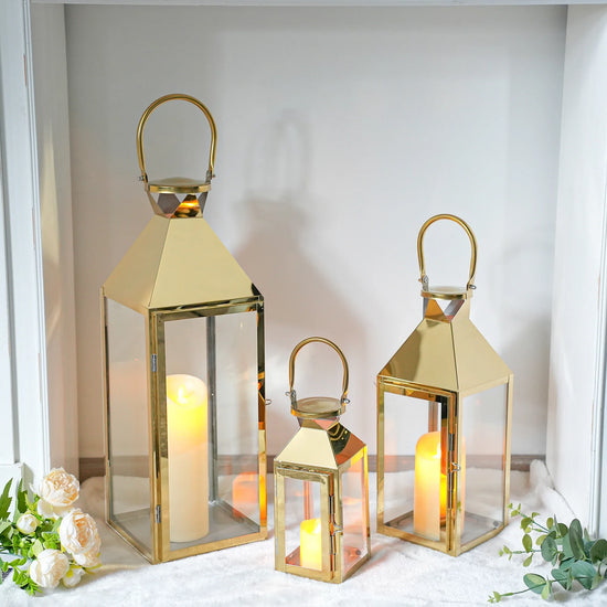26"&19"& 13" High Elegant Candle Lantern Metal Lanterns for Versatile Indoor & Outdoor