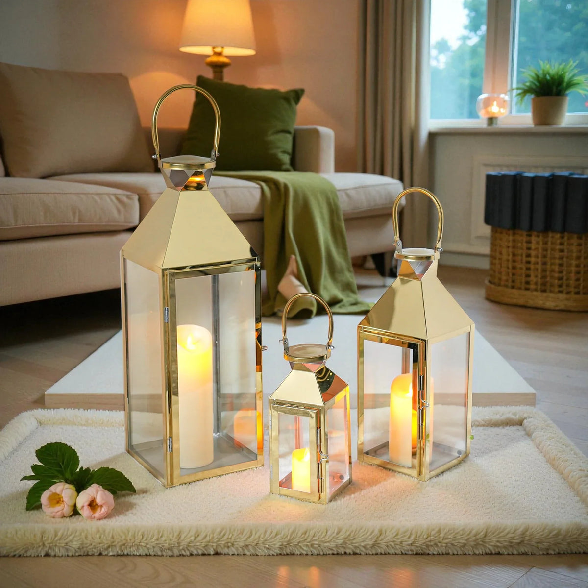 26"&19"& 13" High Elegant Candle Lantern Metal Lanterns for Versatile Indoor & Outdoor