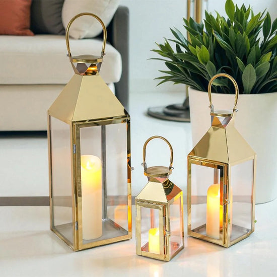 26"&19"& 13" High Elegant Candle Lantern Metal Lanterns for Versatile Indoor & Outdoor