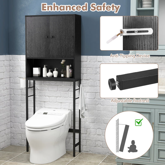 Over The Toilet Storage Cabinet with 2 Doors and Adjustable Shelf