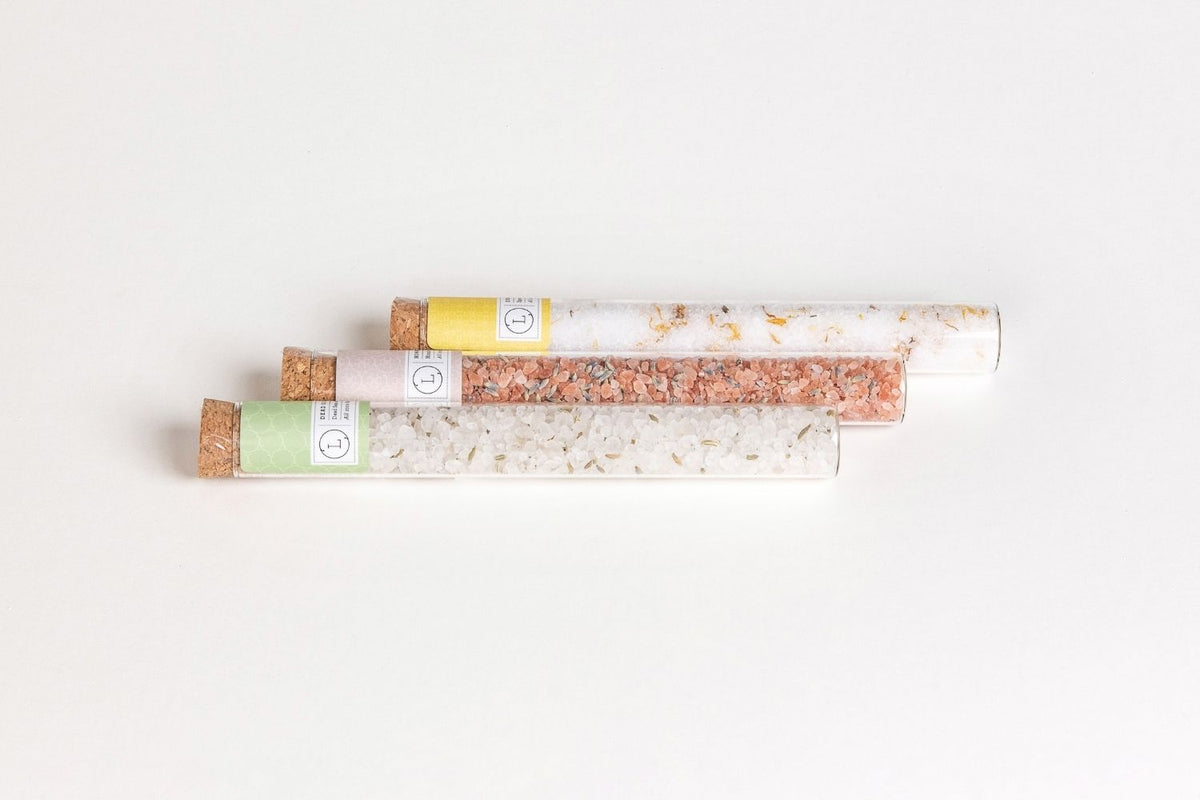 Natural Bath Salts Gift Set – 8 Glass Tubes