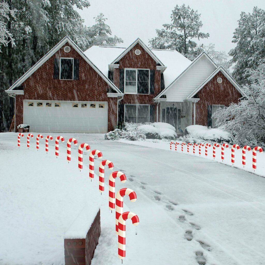 Candy Cane Christmas Pathway Marker Yard Cards 24 piece set