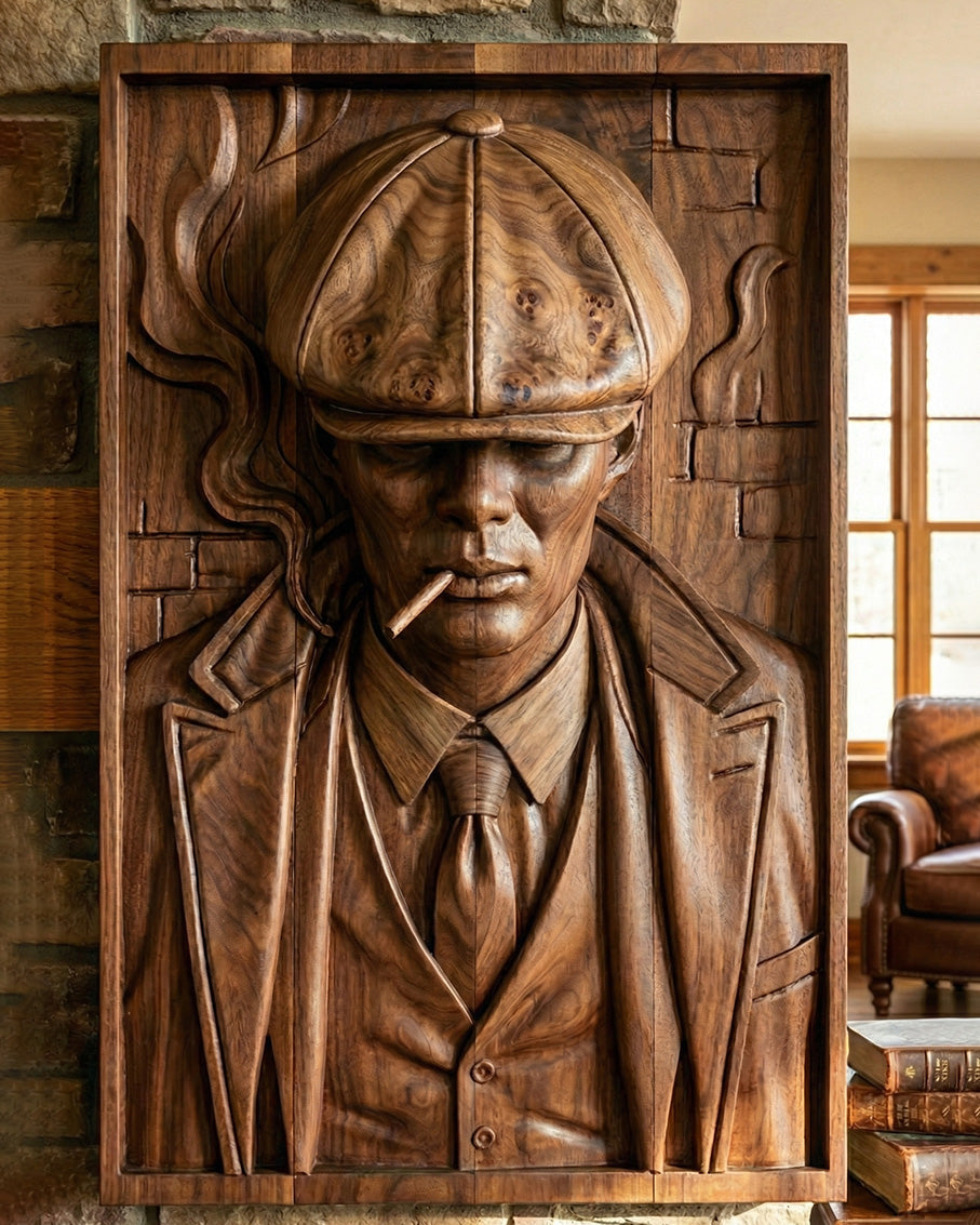 Peaky Blinders: Thomas Shelby 3D Wooden Relief Wall Art Carving