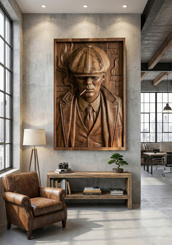 Peaky Blinders: Thomas Shelby 3D Wooden Relief Wall Art Carving