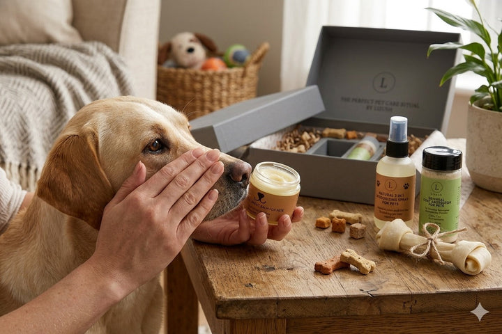 Natural Pet Pampering Gift Box – Dog & Cat Spa Care Set, pet spa gift set for thoughtful dog and cat gifts