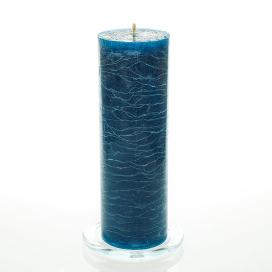 Pillar Candle 9in - Navy Blue Rustic