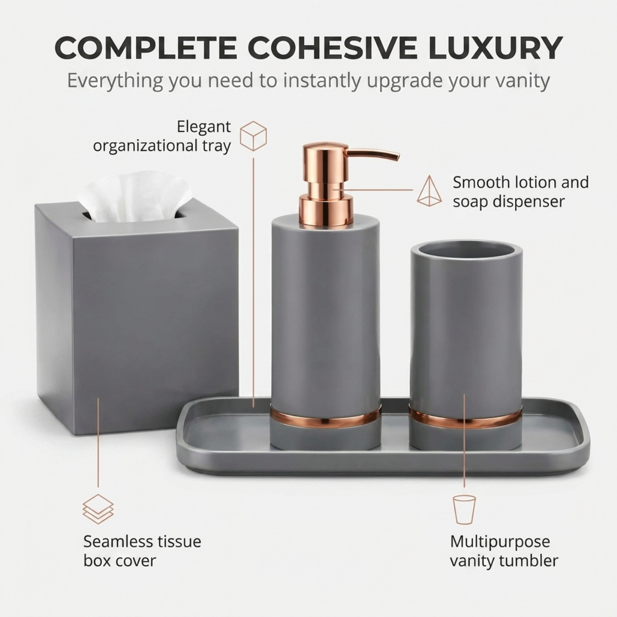 Acrylic Bathroom Set – Elegant Haven, 4 Piece