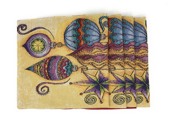 DaDa Bedding Set of 4-Pieces Starry Bohemian Lantern Ornaments Christmas Tapestry Placemats 13” x 19” (14916)