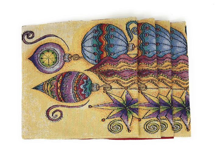DaDa Bedding Set of 4-Pieces Starry Bohemian Lantern Ornaments Christmas Tapestry Placemats 13” x 19” (14916)