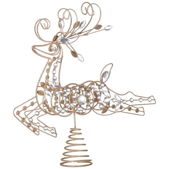Crystal & Wire Reindeer Treetopper - 13 Inch