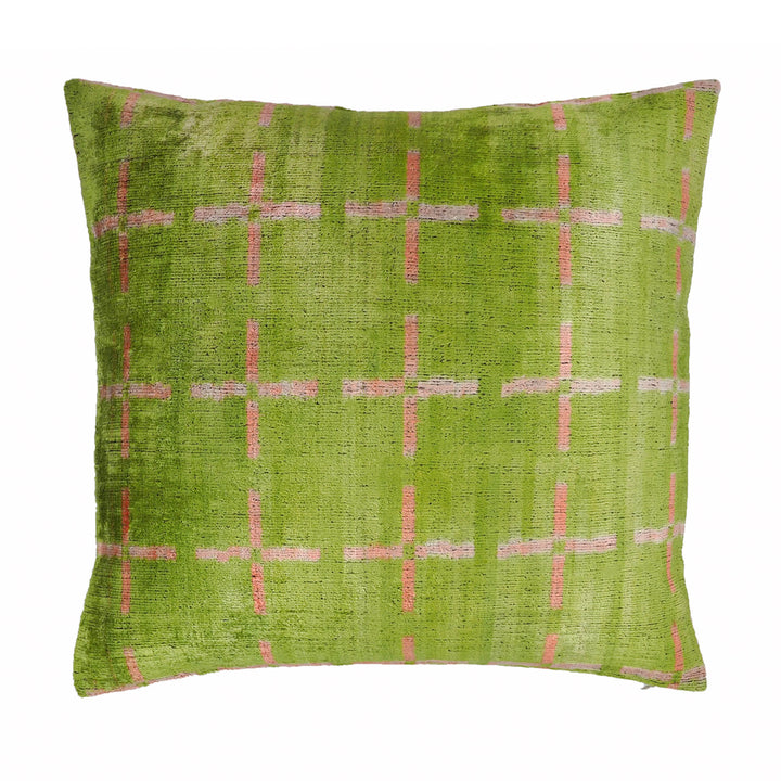 Positive Silk Velvet Ikat Pillow Cover, 20 x 20, luxury ikat accent for sofa or bed at Cedar & Spice Gifts