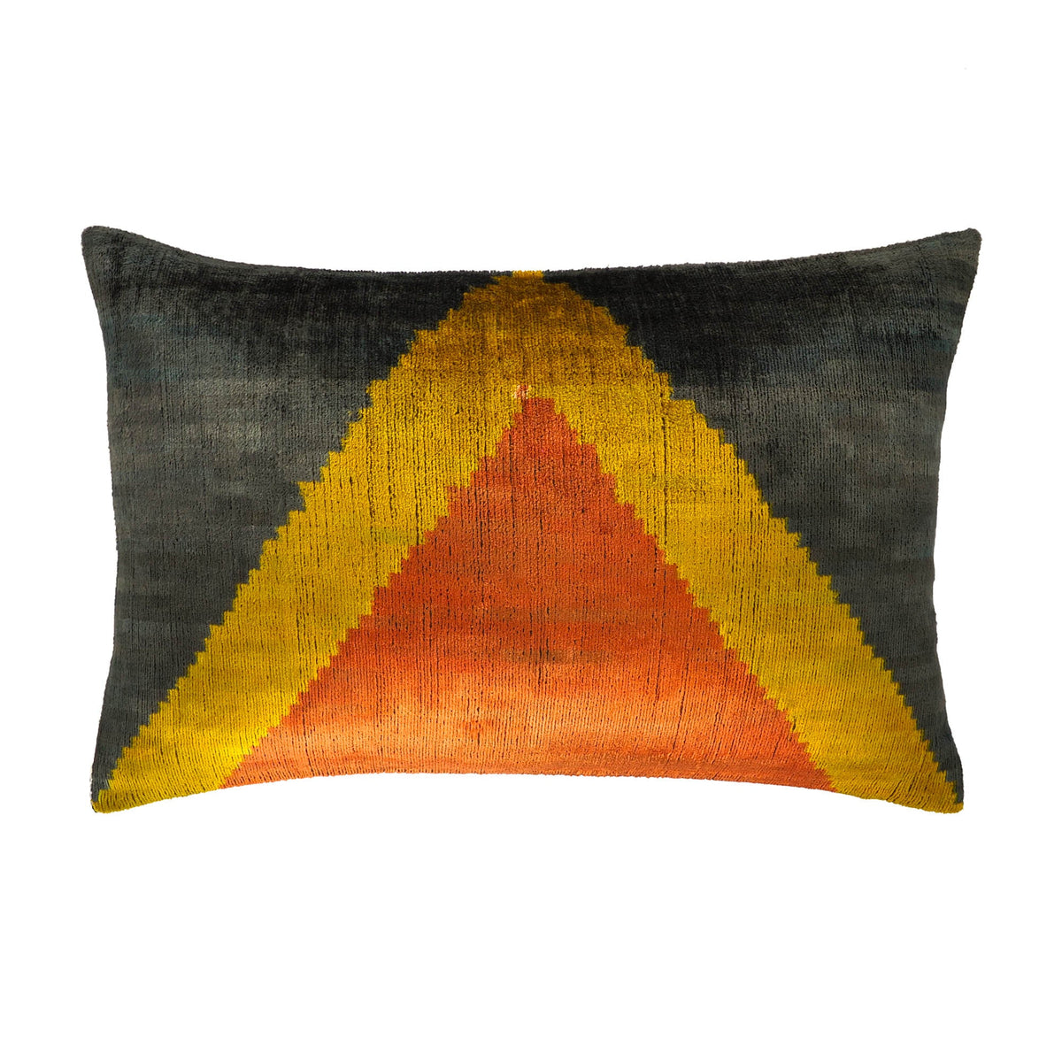 Pyramid Silk Velvet Ikat Throw Pillow Cover, 16 x 24
