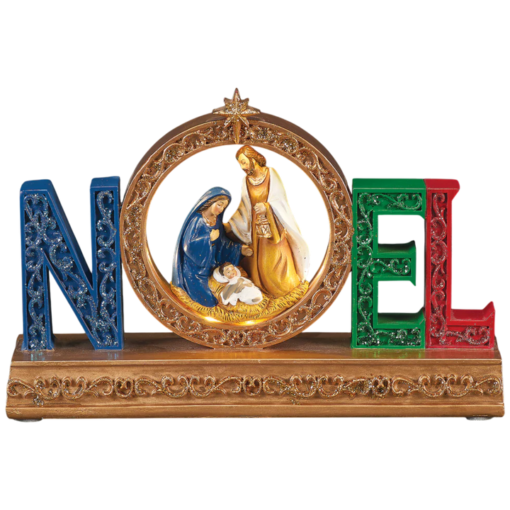 Lighted NOEL Tabletop Holy Family Nativity Scene