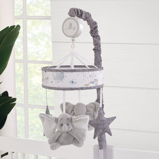 Dumbo Sweet Little Baby Light Blue, White and Gray Dumbo and Stars Plush Musical Mobile