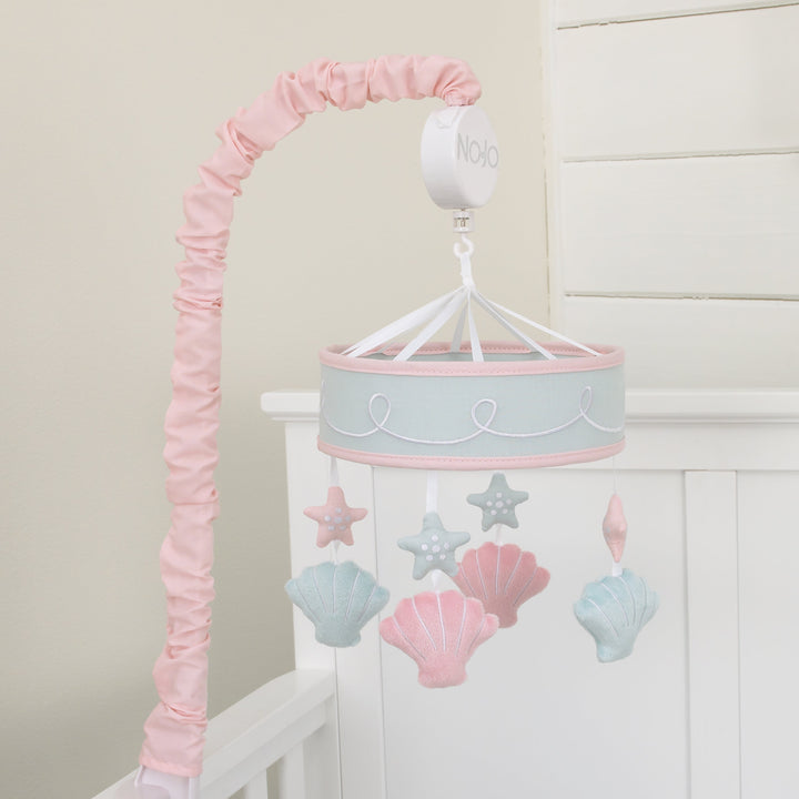 NoJo Sugar Reef Mermaid Nursery Crib Musical Mobile with Sea Shells & Stars