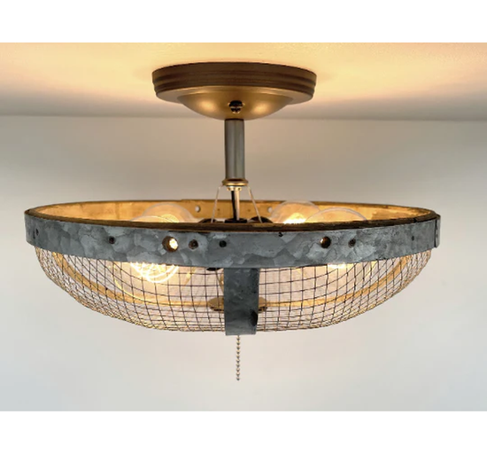Industrial Farmhouse Screen Flush Mount Ceiling Light