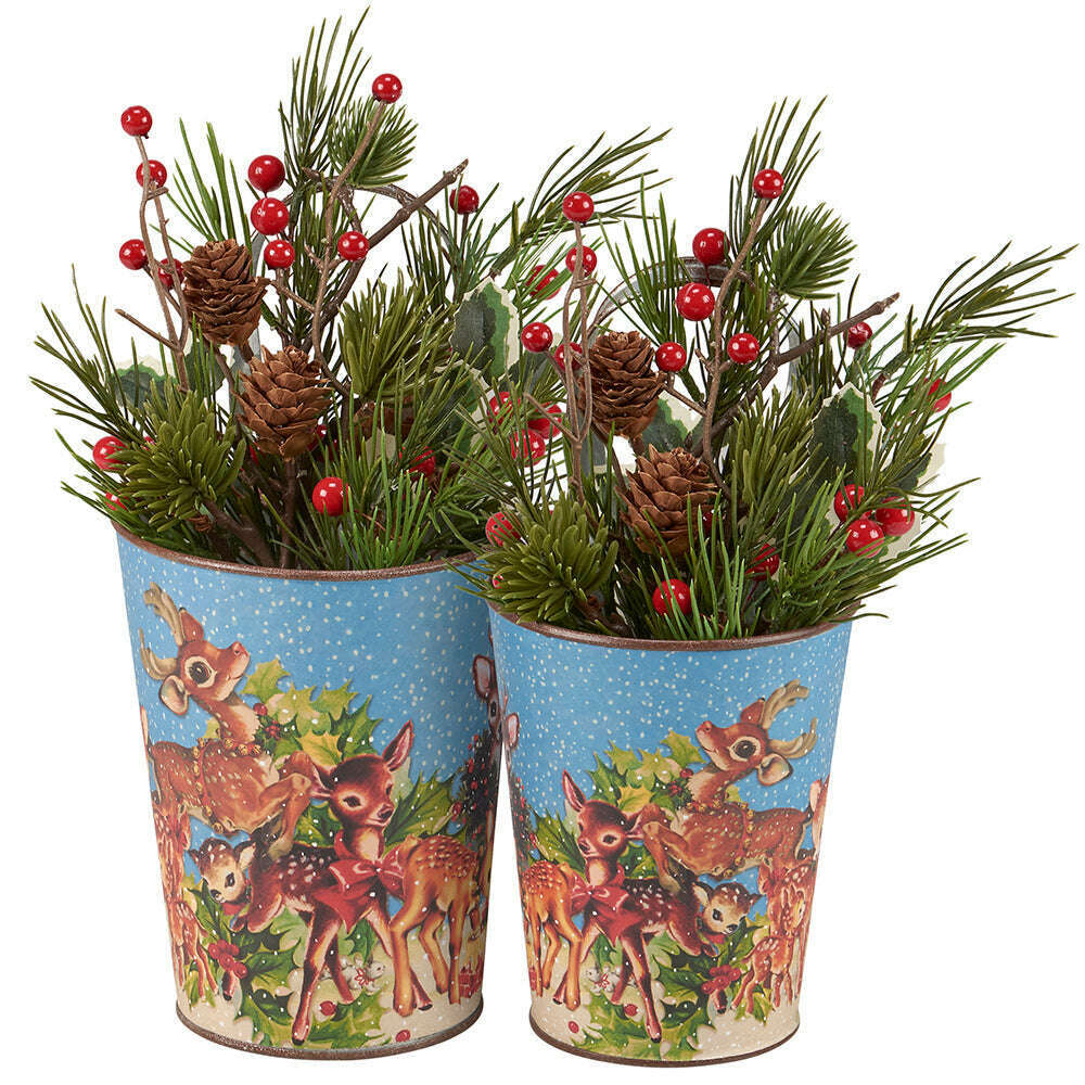 Retro Christmas Deer Wall Bucket Set