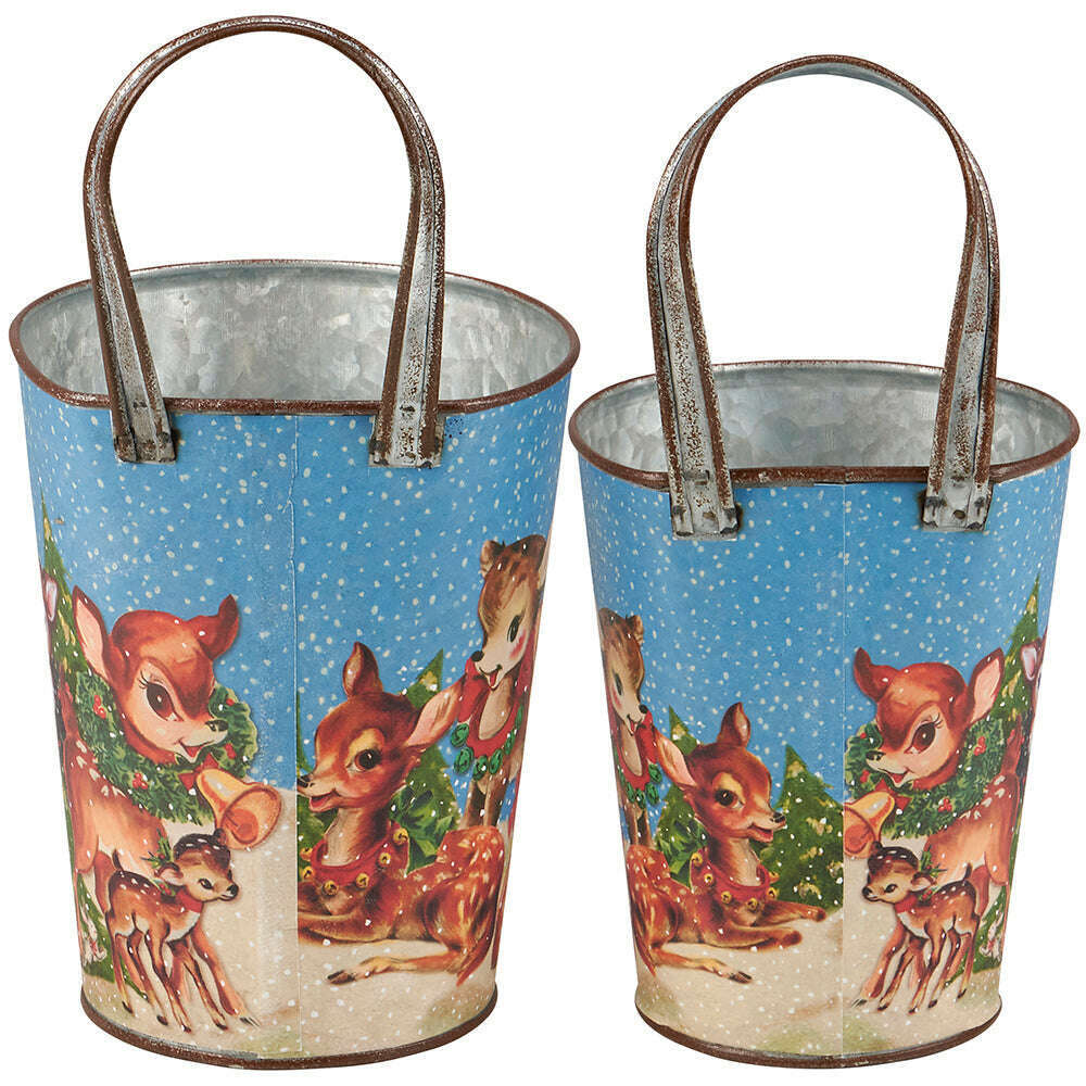 Retro Christmas Deer Wall Bucket Set
