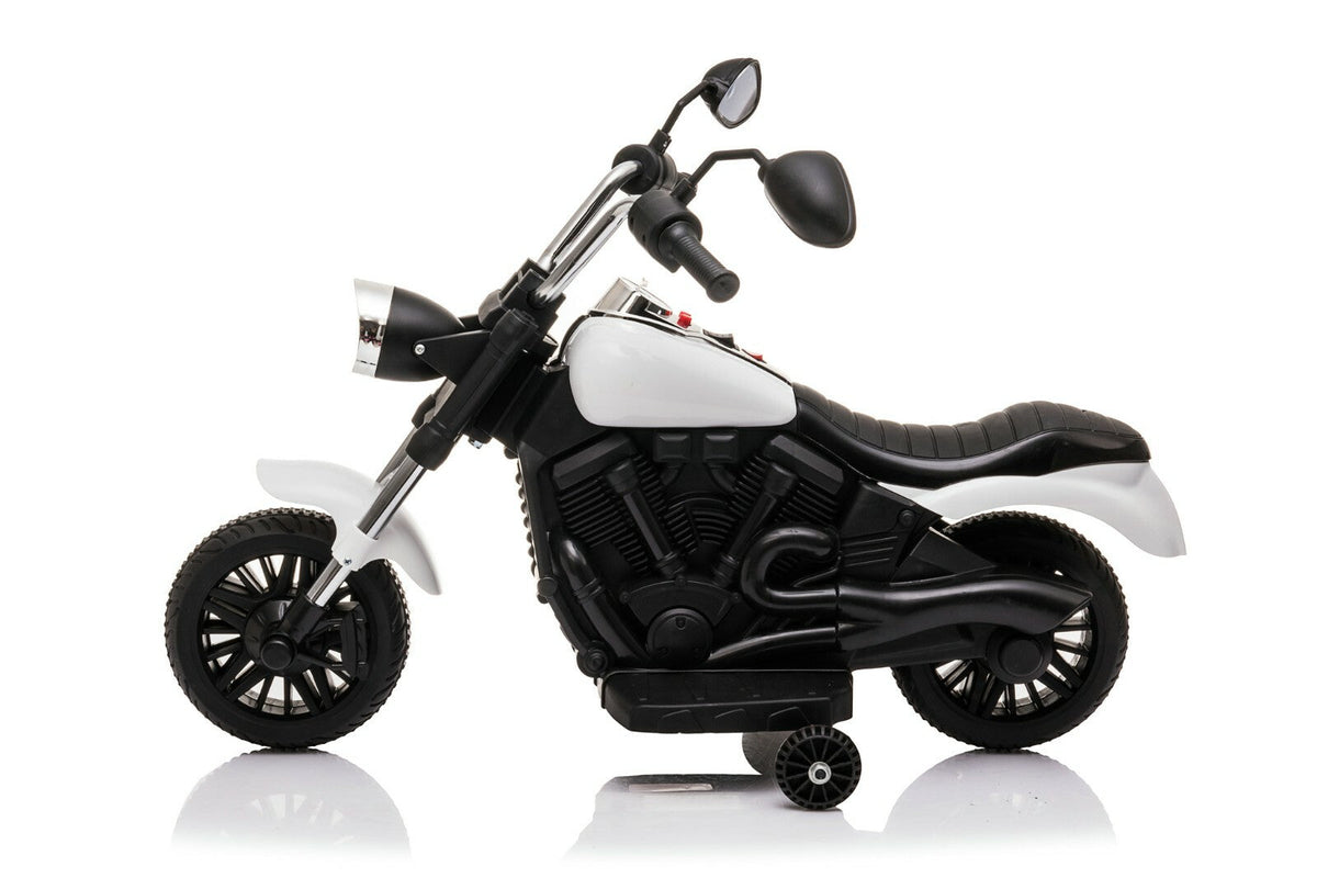 Kids Ride-On Harley Chopper Style Bike with Safety Training Wheels and 6V Battery
