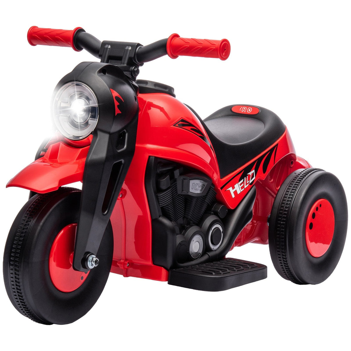 6V Red Ride-On Motorcycle and Bubble Car with Music