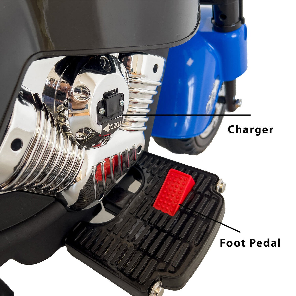 Electric 6V 3-Wheel Ride-On Motorcycle with LED Lights for Toddlers and Kids