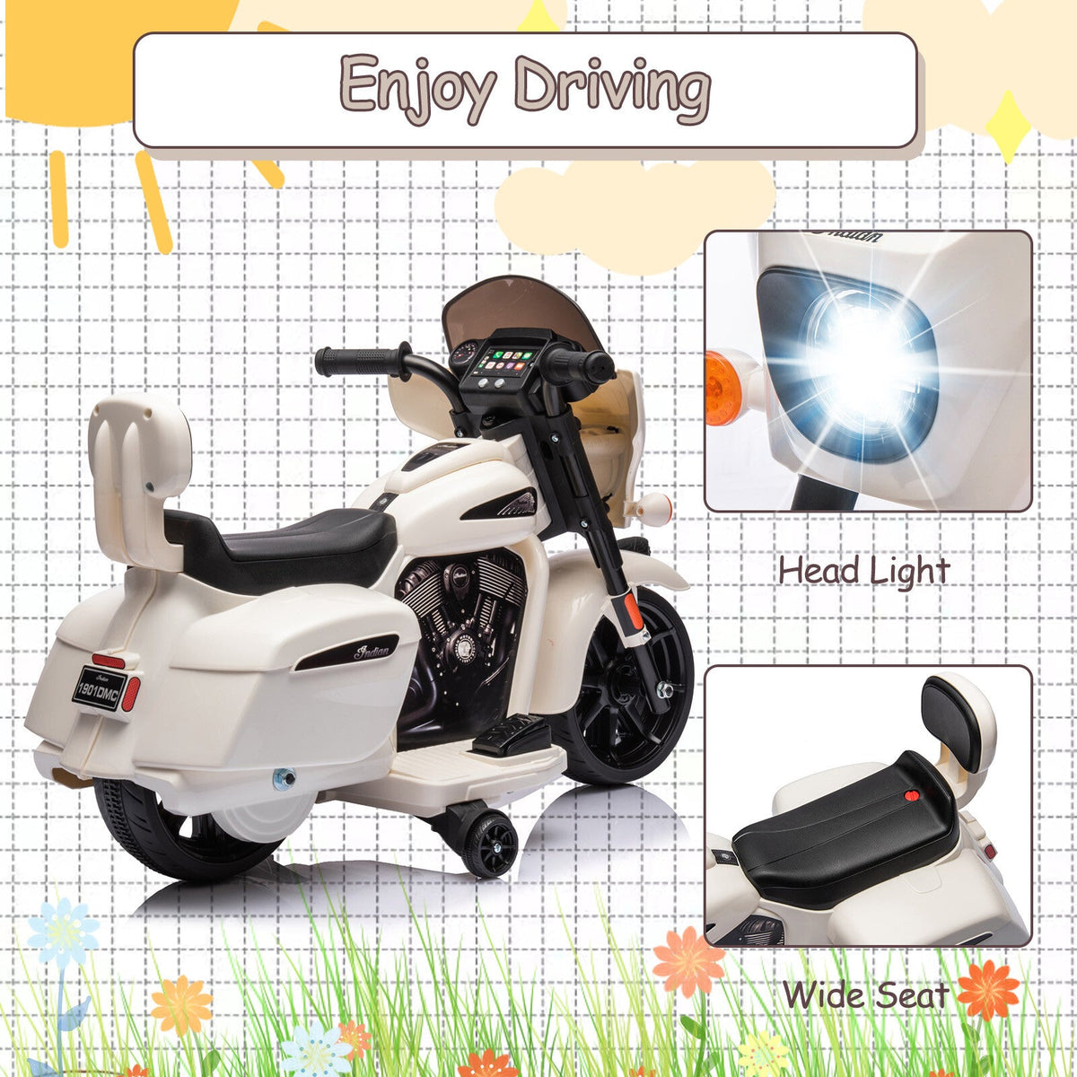 6V Electric Kids Ride-On Dirt Bike with USB AUX Music and Headlight