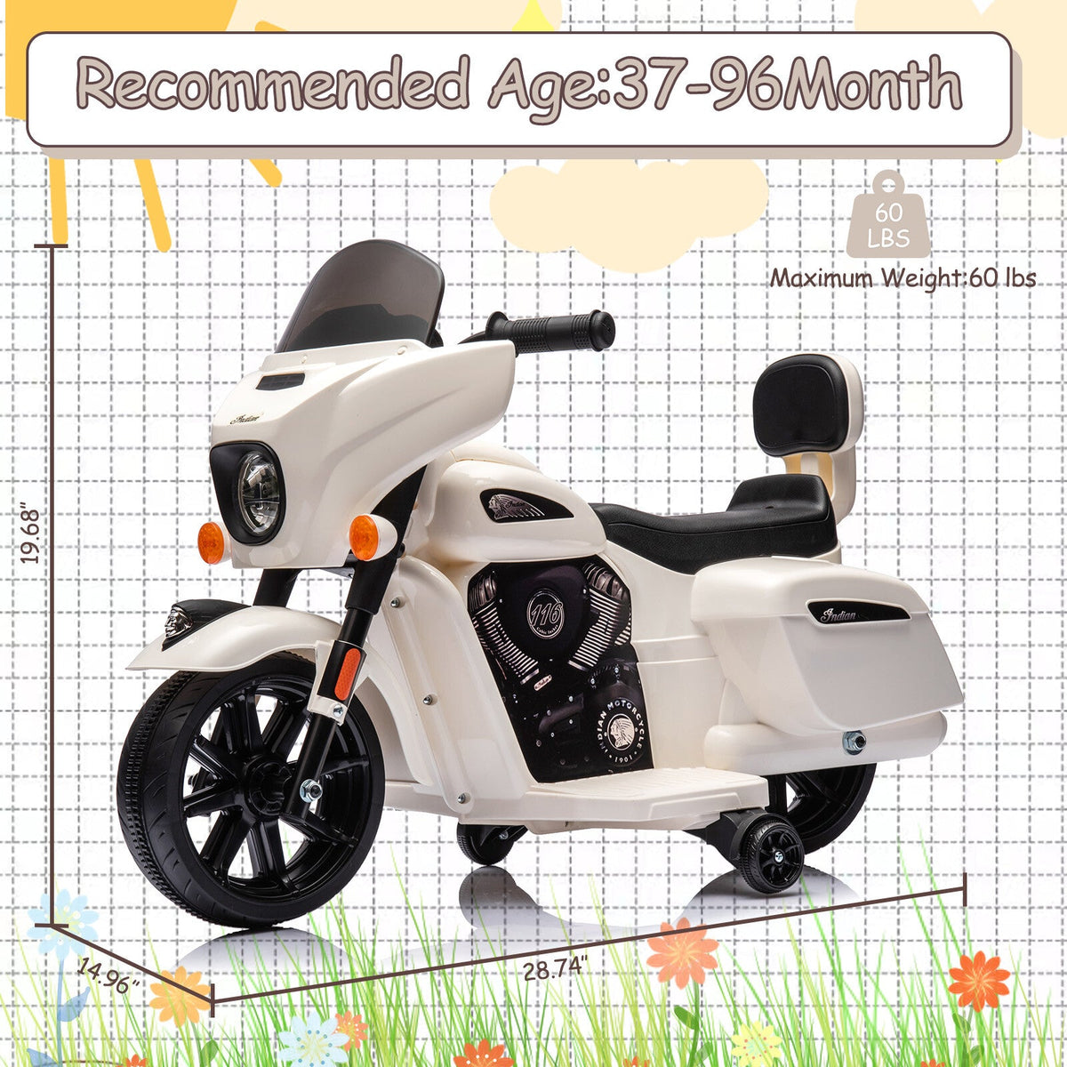 6V Electric Kids Ride-On Dirt Bike with USB AUX Music and Headlight