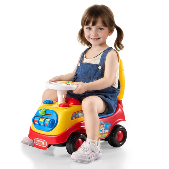 Toddler Ride-On Push Car with Music and Steering Wheel for Ages 1-3