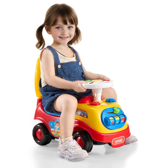 Toddler Ride-On Push Car with Music and Steering Wheel for Ages 1-3