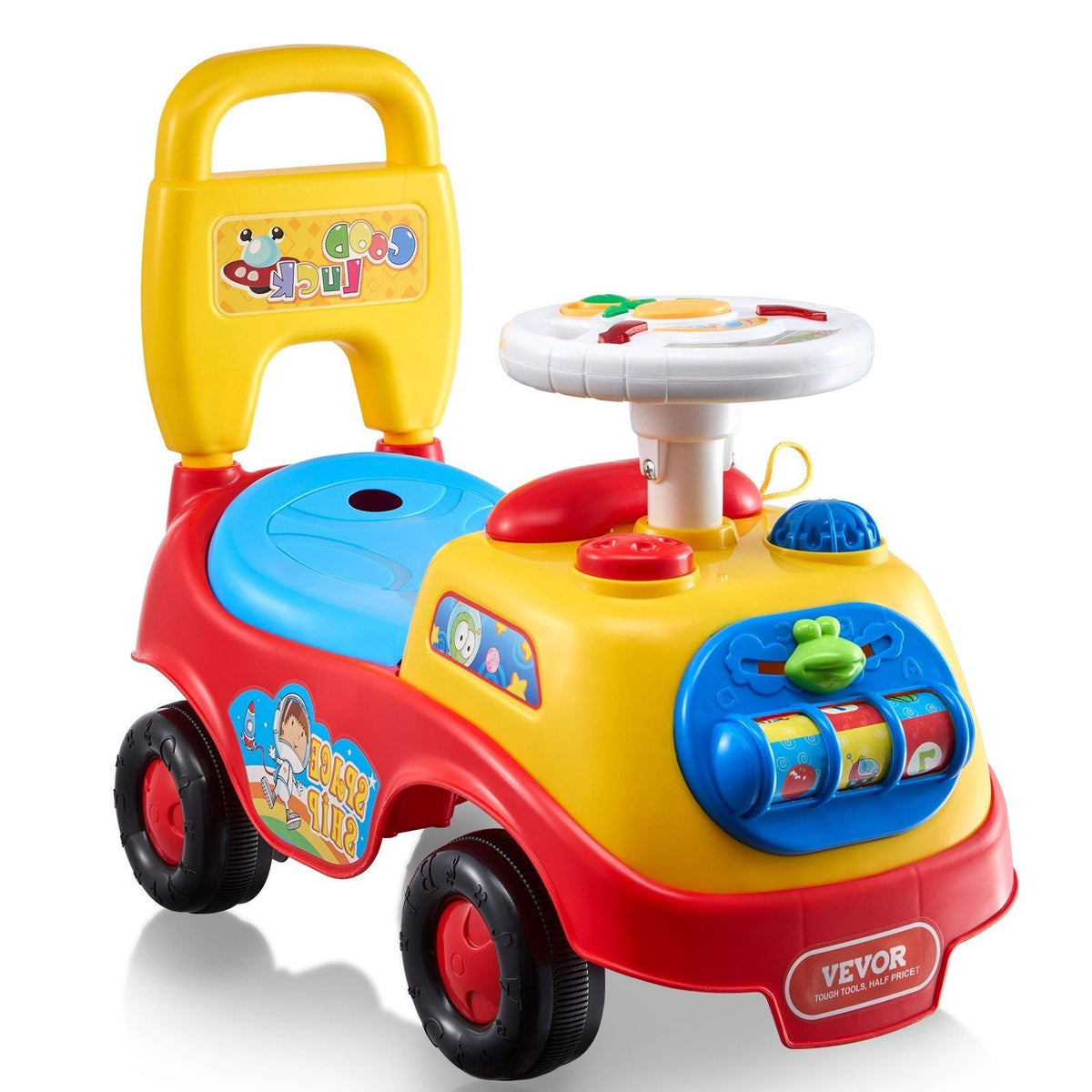 Toddler Ride-On Push Car with Music and Steering Wheel for Ages 1-3