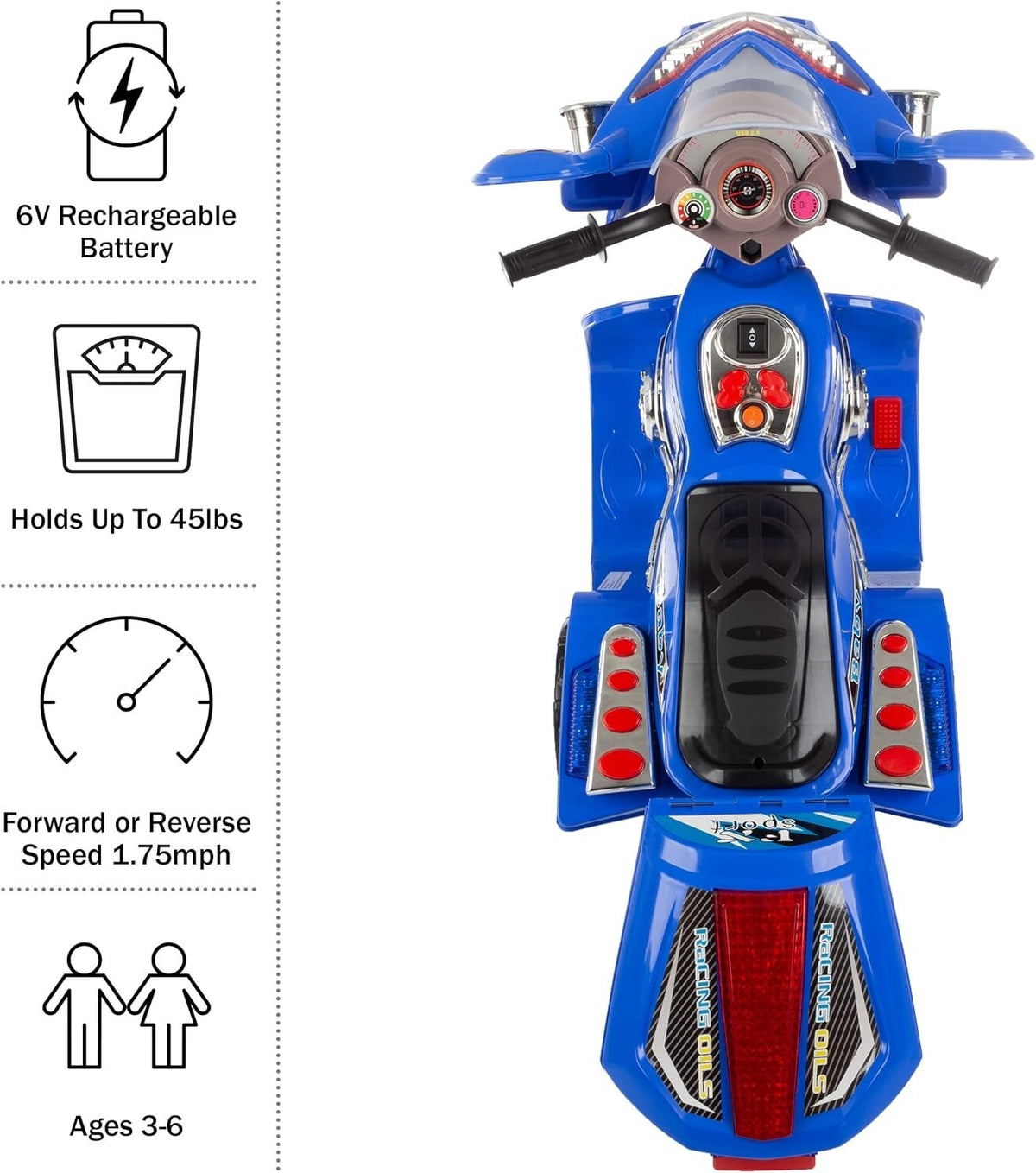 Battery-Powered 3-Wheel Ride-On Motorcycle Trike for Kids