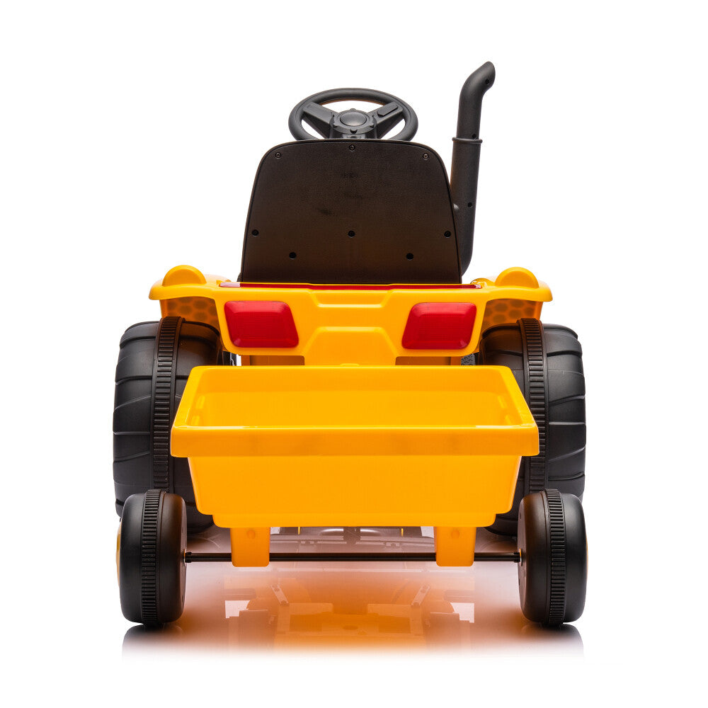 Electric Battery-Powered Ride-On Tractor and Excavator with Trailer for Kids Age 5 and Up