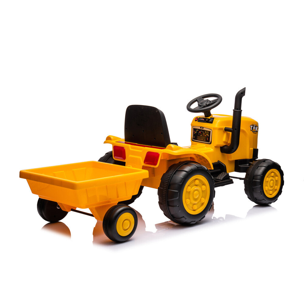Electric Battery-Powered Ride-On Tractor and Excavator with Trailer for Kids Age 5 and Up