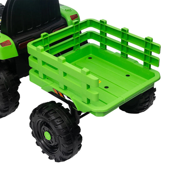 12V Battery-Powered Ride-On Electric Tractor Toy with Trailer and Remote Control