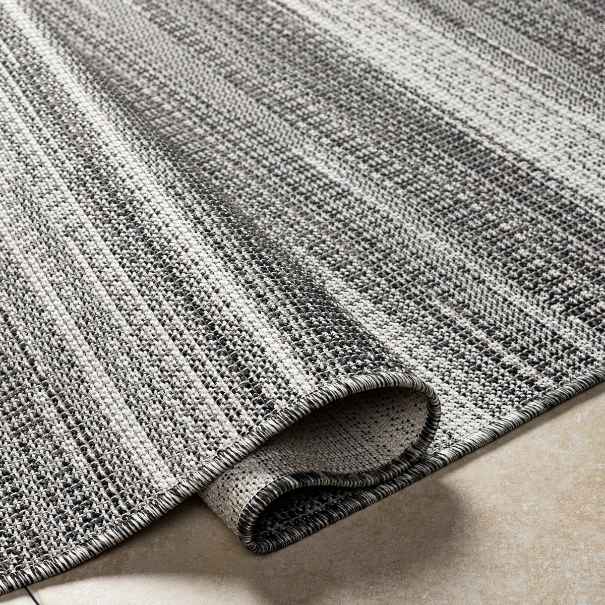 Kris Black Outdoor Area Rug - Clearance