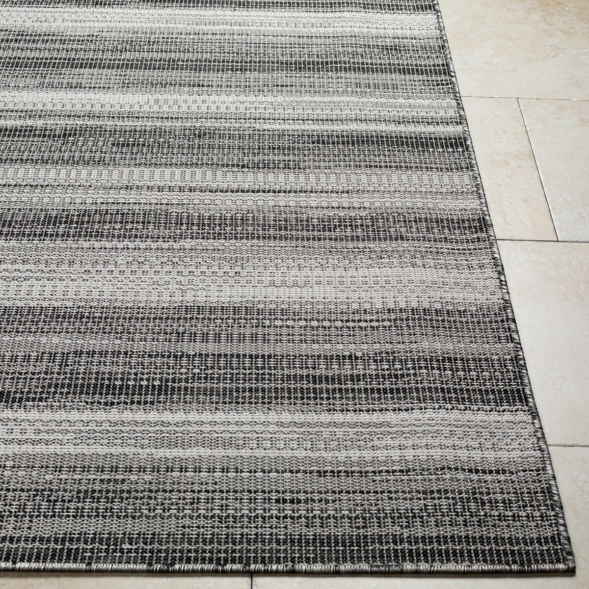 Kris Black Outdoor Area Rug - Clearance