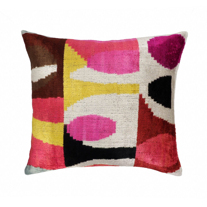 Rio Rio Silk Velvet Ikat Throw Pillow Cover, 20 x 20, luxury ikat accent for sofa or bed at Cedar & Spice Gifts