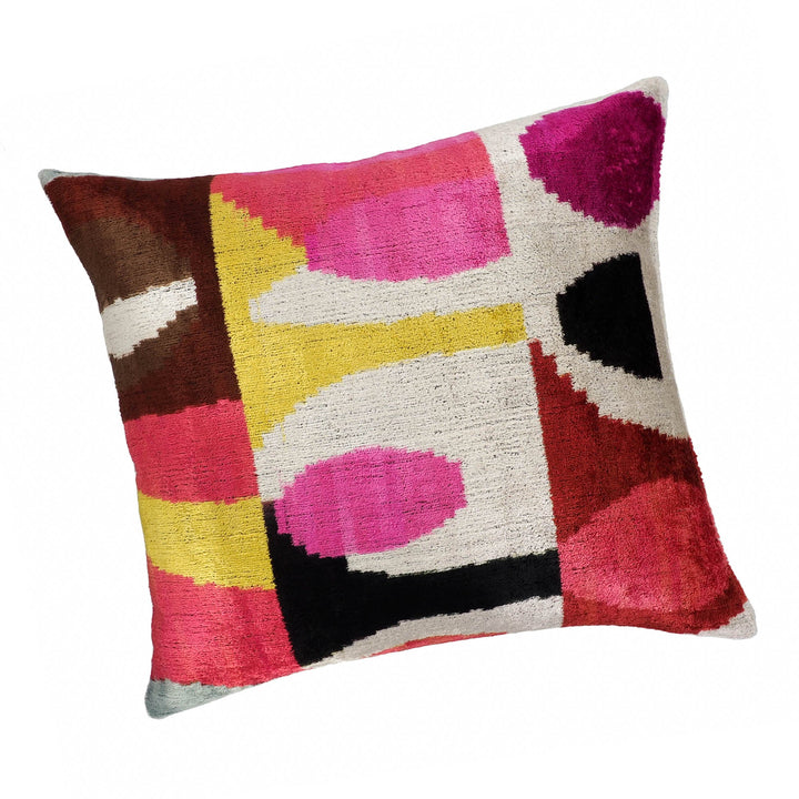 Rio Rio Silk Velvet Ikat Throw Pillow Cover, 20 x 20, designer-style velvet home decor