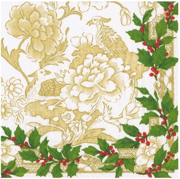 Holly Ceramic Ivory And Gold Cocktail Napkins