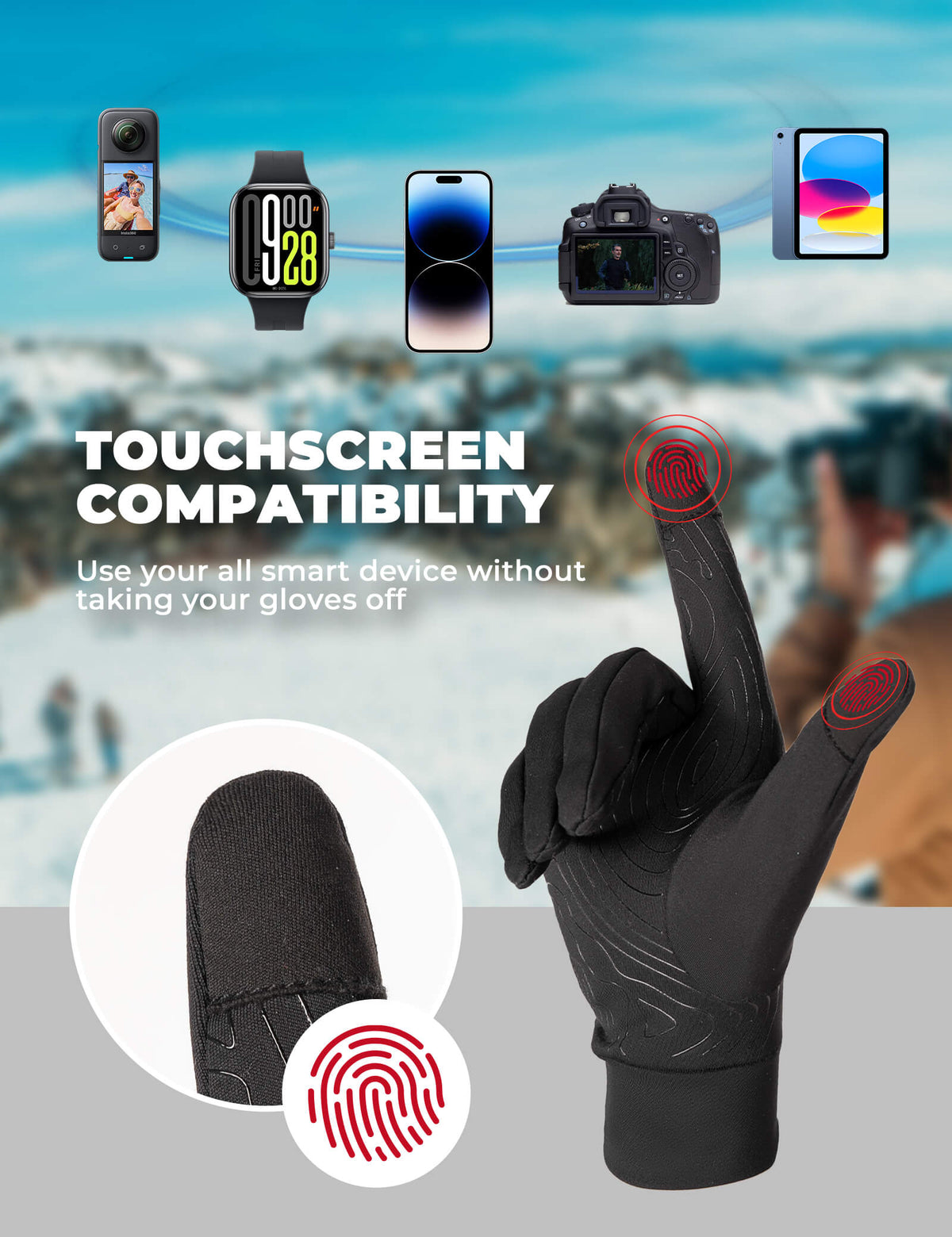 Full finger winter cycling gloves