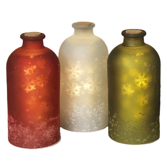 Lighted Snowflake Luminary Bottles -